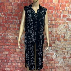 Merchant Embroidered Long‎ Button Down Duster Top